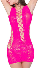 Load image into Gallery viewer, Neon Pink UV GLOW Sexy Lingerie Dress with Off the Shoulder Straps