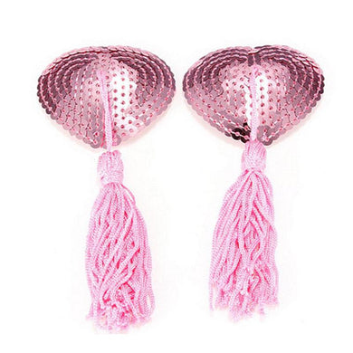 Pink Sequin Heart Tassel Pasties