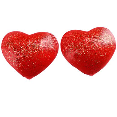 Red Glitter Heart Silicone Pasties