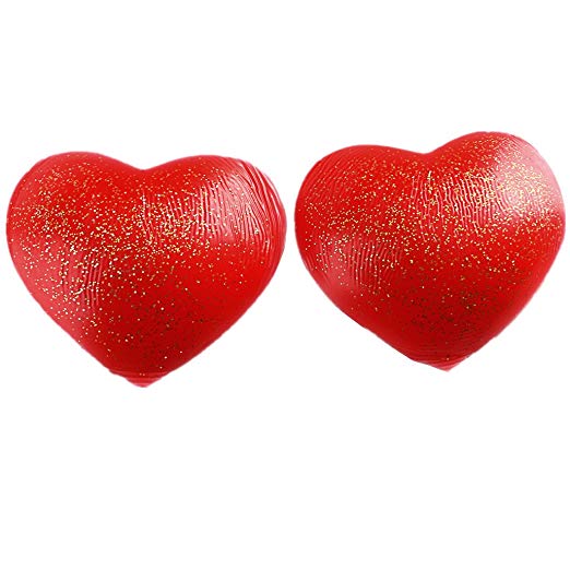 Red Glitter Heart Silicone Pasties