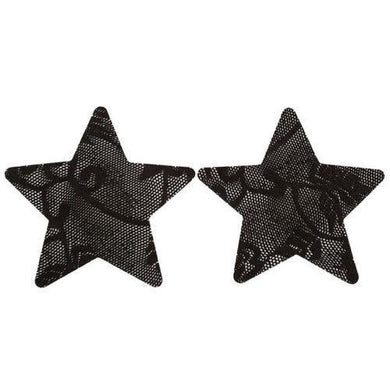 Black Floral Lace Satin Star Pasties