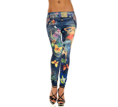 Medium Wash Fashion Leggings with Realistic Design