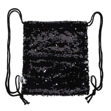 Load image into Gallery viewer, Sparkling Silver to Black Flip Sequin Mini Drawstring Backpack