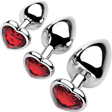 Red Hearts 3 Sizes Unisex Butt Toy Insert Plug Trainer Kit