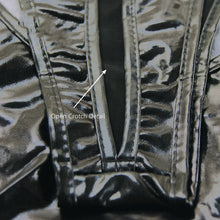 Load image into Gallery viewer, Black Erotic Wet Look Leather Open Cup Dominating Bodysuit