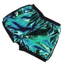 Load image into Gallery viewer, Mermaid Green to Black Flip Sequin High Waisted Shorts