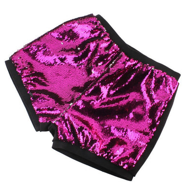 Hot Pink to Black Flip Sequin High Waisted Shorts