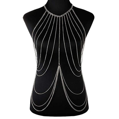 Sparkling Silver Choker and Body Chain Fashion Jewelry