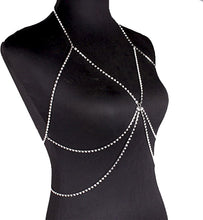 Load image into Gallery viewer, Sparkling Silver Sexy Rhinestone Body Chain with Circle Bra Necklace Jewelry