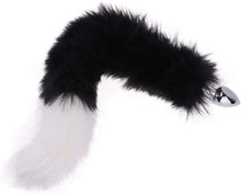 Load image into Gallery viewer, Black and White Faux Fox Tail Butt Plug with Matching Ears