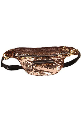 Gold to Black Flip Sequin Waist Fanny Pack with an Adjustable Strap