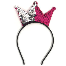 Load image into Gallery viewer, Hot Pink to Silver Flip Sequin Crown Headband