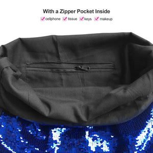 Royal Blue to Silver Flip Sequin Drawstring Backpack