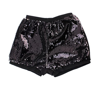 Sparkling Silver to Black Flip Sequin High Waisted Shorts