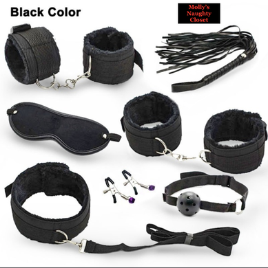 Black 7 Piece Fetish Ultimate Fantasy Bondage Kit