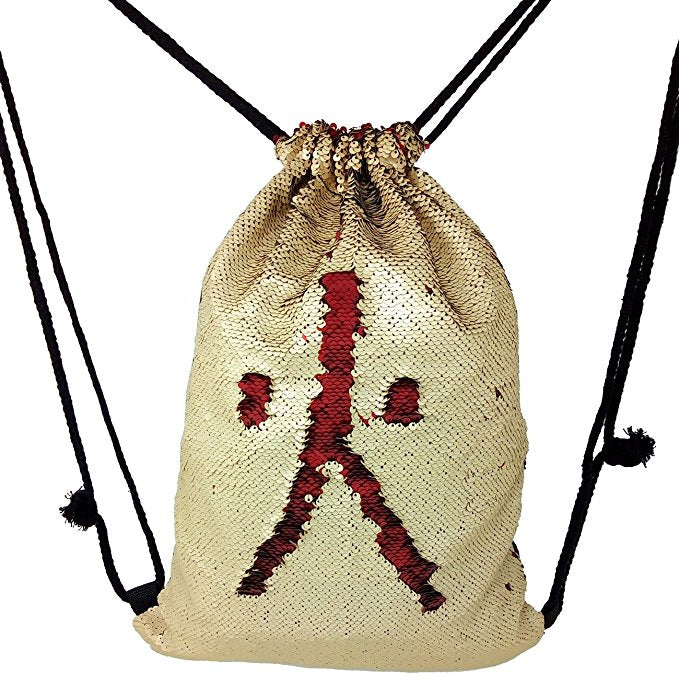 Red to Champagne Flip Sequin Drawstring Backpack