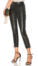 Load image into Gallery viewer, Black Sexy Pull Up Wet Look Leather Tie Up Pants