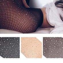 Load image into Gallery viewer, Black Fishnet Tights with Crystals