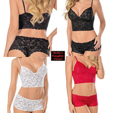 Load image into Gallery viewer, White Lace Sheer Bra and Panty Lingerie Set