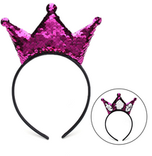 Load image into Gallery viewer, Hot Pink to Silver Flip Sequin Crown Headband