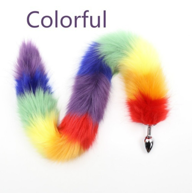 Rainbow 25 inch Long Faux Fox Tail Butt Plug