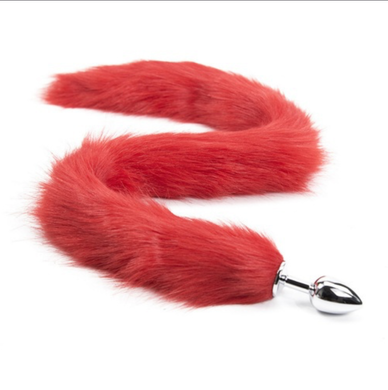 Red 25 inch Long Faux Fox Tail Butt Plug