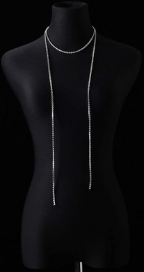 Sparkling Silver Long Chain Crystal Choker Necklace Jewelry
