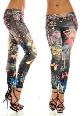 Black Wash Fashion Leggings with Realistic Design