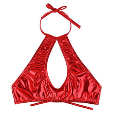 Load image into Gallery viewer, Red Metallic Wet Look Halter Top