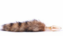 Load image into Gallery viewer, Yellow and Brown Faux Raccoon Tail Glass Butt Plug