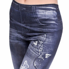Load image into Gallery viewer, Medium Wash Fashion Leggings with Butterfly Print Design