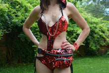 Load image into Gallery viewer, Red to Black Flip Sequin Waist Fanny Pack with an Adjustable Strap