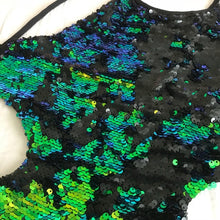 Load image into Gallery viewer, Mermaid Green to Black Flip Sequin Siren Monokini