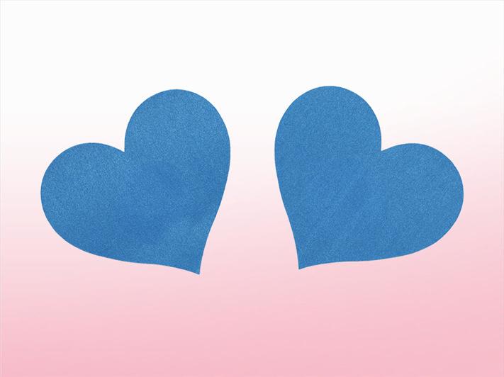 Blue Satin Heart Pasties