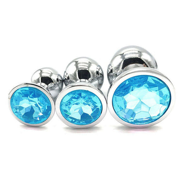 Sea Blue Gems 3 Sizes Unisex Butt Toy Insert Plug Kit