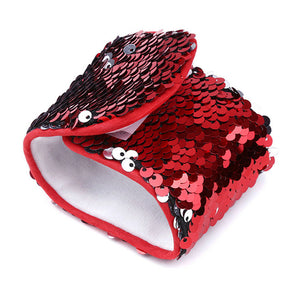 Red to Silver Flip Sequin Dream Wristband Cuff