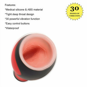 Red and Black Oral Sex Lover Masturbator Sex Toy with Suction