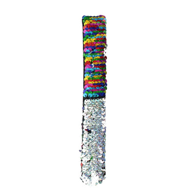 Rainbow to Silver Flip Sequin Slap Bracelet