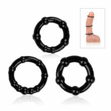 Load image into Gallery viewer, Black Triple Cock Ring Set