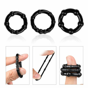 Black Triple Cock Ring Set