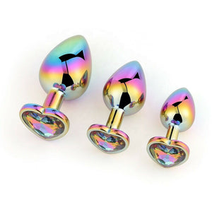 Heart Rainbow Gems 3 Sizes Unisex Butt Toy Insert Plug Kit