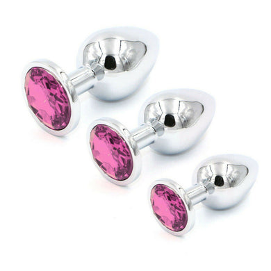 Pink Gems 3 Sizes Unisex Butt Toy Insert Plug Kit
