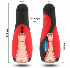 Red and Black Oral Sex Lover Masturbator Sex Toy with Suction