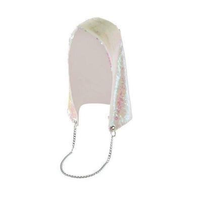 Pink Magic Iridescent Sequin Flip Shimmer Bling Hood with Silver Chain
