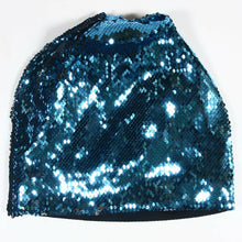 Load image into Gallery viewer, Blue to Silver Flip Sequin Beanie