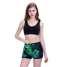 Load image into Gallery viewer, Mermaid Green to Black Flip Sequin High Waisted Shorts