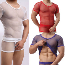 Load image into Gallery viewer, White Sexy Mesh V-Neck Muscle T-Shirt