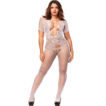 Load image into Gallery viewer, White Floral Half Sleeves Bodystocking Lingerie