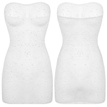 Load image into Gallery viewer, White Crystal See-Through Tube Mini Dress