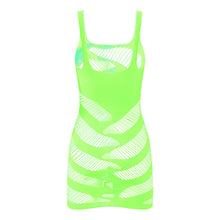 Load image into Gallery viewer, Neon Green UV Glow Sexy Stripe Bend The Rules Lingerie Dress